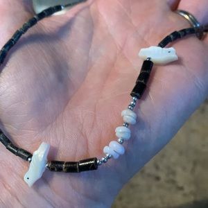 Vintage choker necklace with silver‎ beads and maybe coconut beads as well?